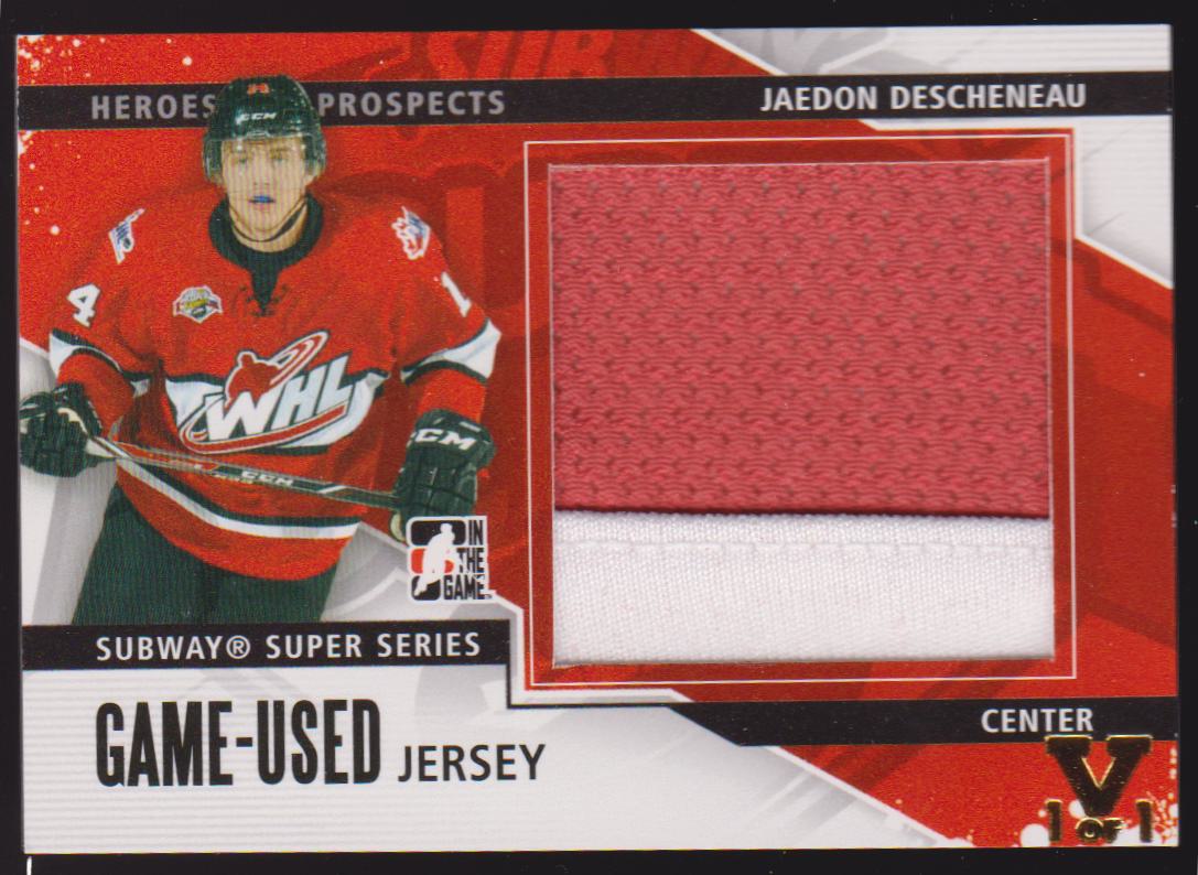 (image for) 2013-14 ITG Heroes and Prospects Subway Jerseys #SSM23 Jaedon Descheneau