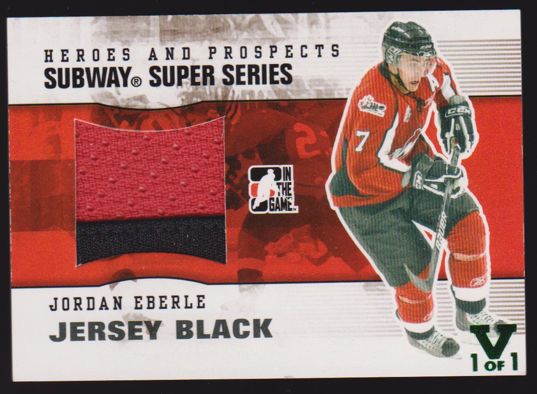 2009-10 ITG Heroes and Prospects Subway Series Jerseys Black #SSM27 Jordan Eberle (image for) 2009-10 ITG Heroes and Prospects Subway Series Jerseys Black #SSM27 Jordan Eberle