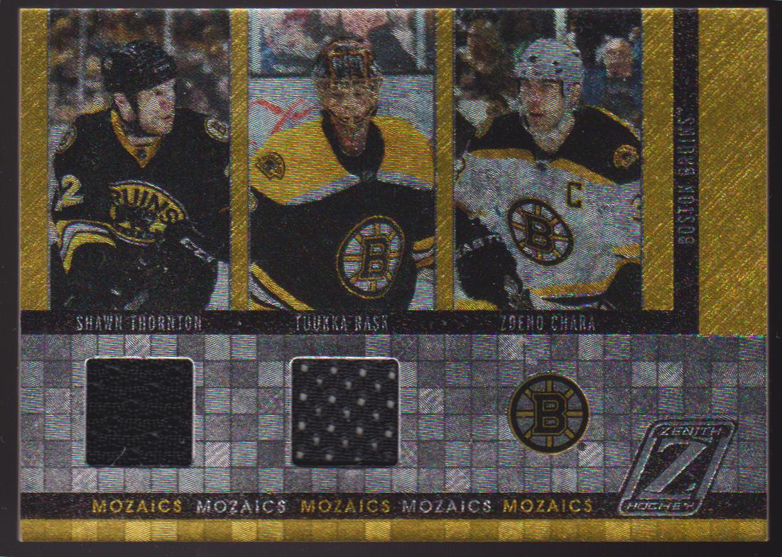 2010-11 Zenith Mozaics Materials Double #2 Shawn Thornton/Zdeno Chara/Tuukka Rask (image for) 2010-11 Zenith Mozaics Materials Double #2 Shawn Thornton/Zdeno Chara/Tuukka Rask