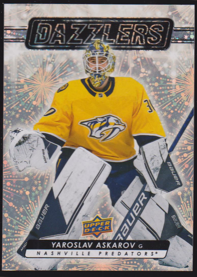 2023-24 Upper Deck Dazzlers Orange #DZ12 Yaroslav Askarov - RC Year (image for) 2023-24 Upper Deck Dazzlers Orange #DZ12 Yaroslav Askarov - RC Year