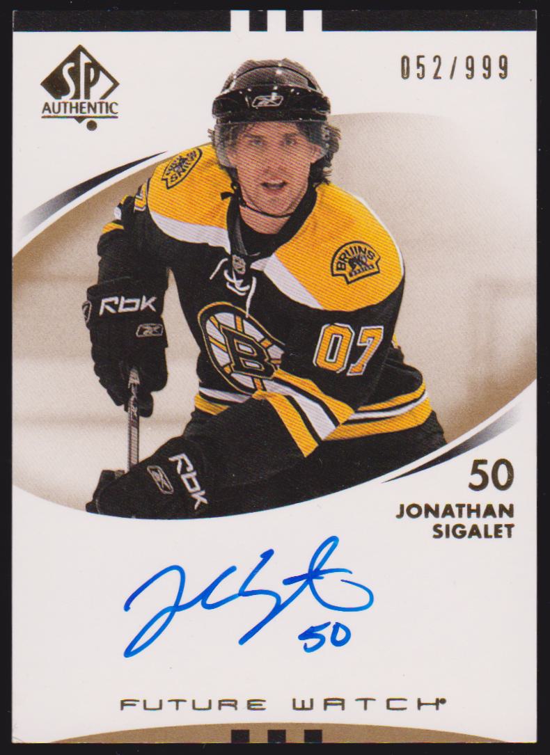 (image for) 2007-08 SP Authentic #207 Jonathan Sigalet AUTO RC 052/999