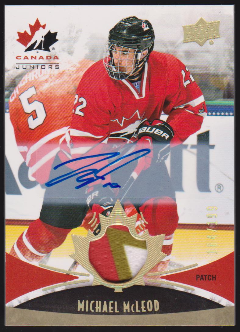 2016-17 UD Team Canada Juniors Gold AUTO #130 Michael McLeod PATCH 164/199 (image for) 2016-17 UD Team Canada Juniors Gold AUTO #130 Michael McLeod PATCH 164/199