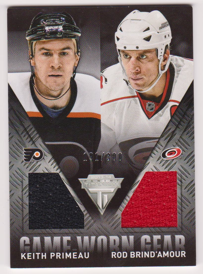 (image for) 2013-14 Panini Titanium Game Worn Gear Dual Memorabilia #GDPB Keith Primeau/Rod Brind'Amour 191/300