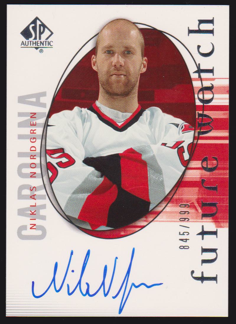 2005-06 SP Authentic #144 Niklas Nordgren AUTO RC 845/999 (image for) 2005-06 SP Authentic #144 Niklas Nordgren AUTO RC 845/999
