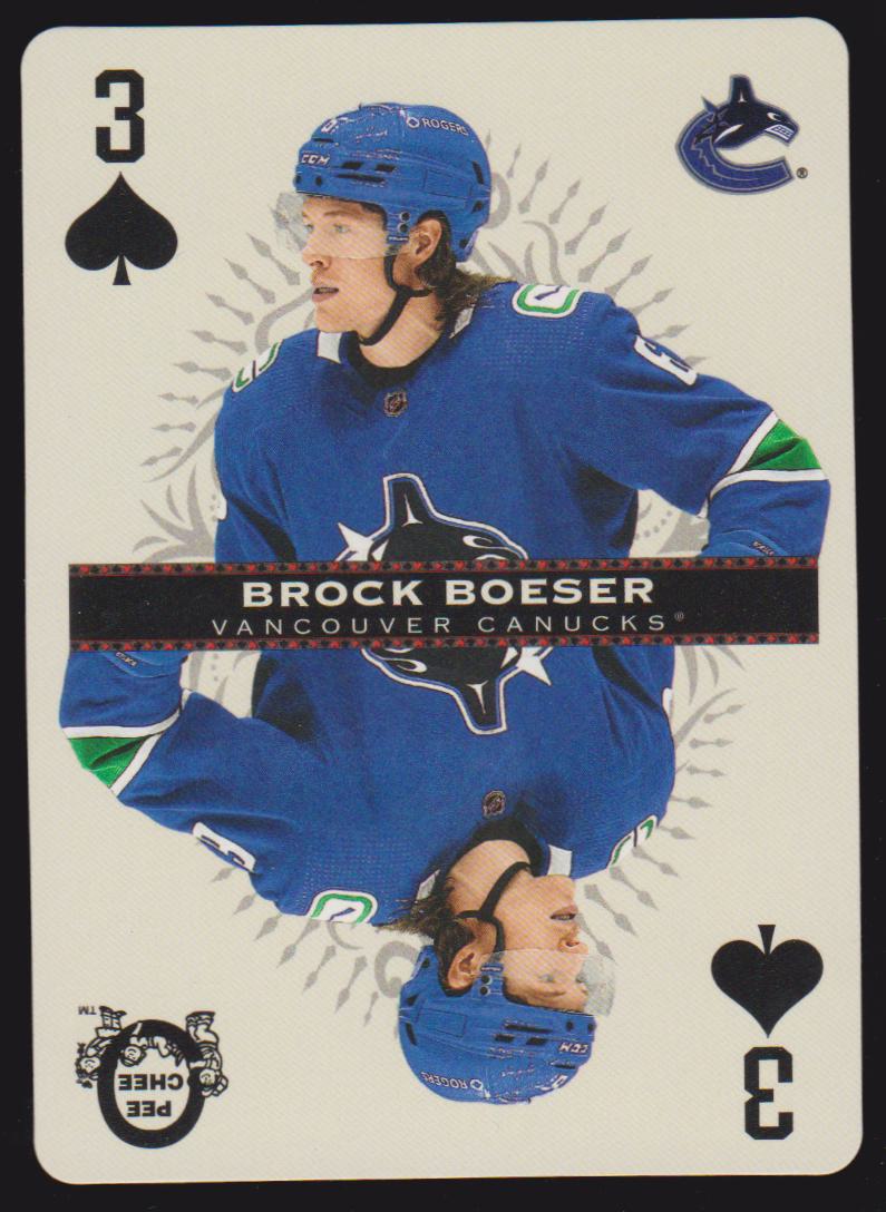 2021-22 O-Pee-Chee Playing Cards #3SPADES Brock Boeser (image for) 2021-22 O-Pee-Chee Playing Cards #3SPADES Brock Boeser