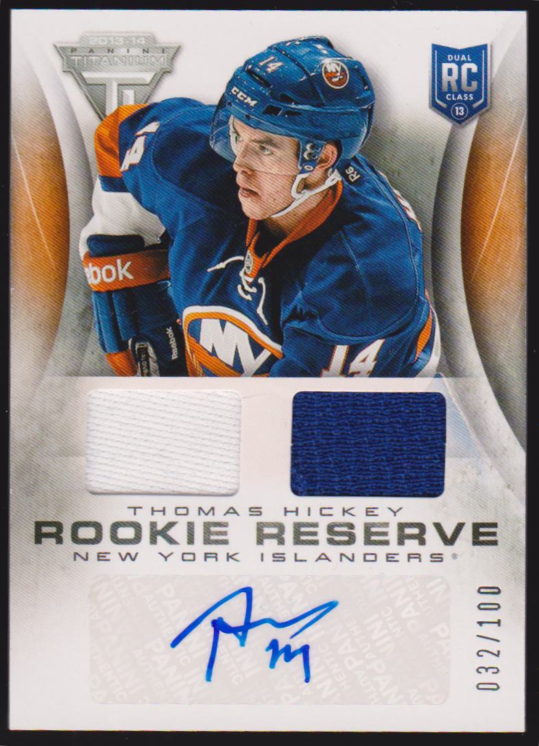 (image for) 2013-14 Panini Titanium Rookie Reserve Memorabilia Autographs #RRTHI Thomas Hickey 32/100