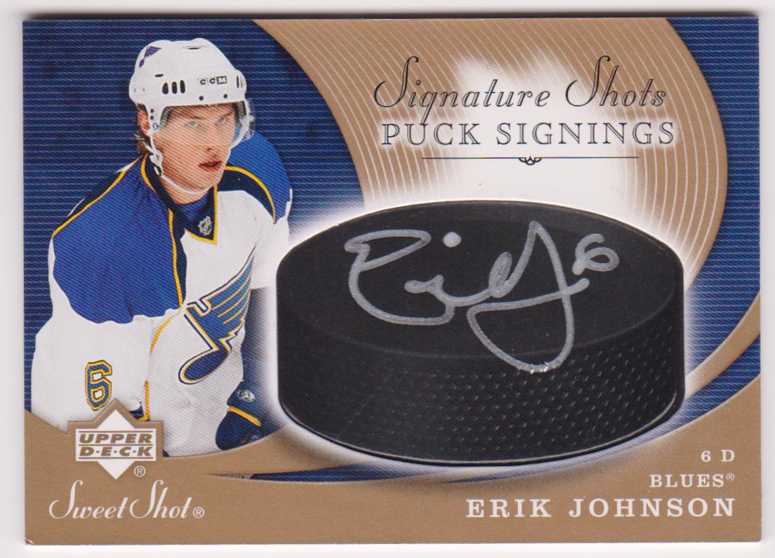 2007-08 Sweet Shot Signature Puck Signings #SSPEJ Erik Johnson (image for) 2007-08 Sweet Shot Signature Puck Signings #SSPEJ Erik Johnson