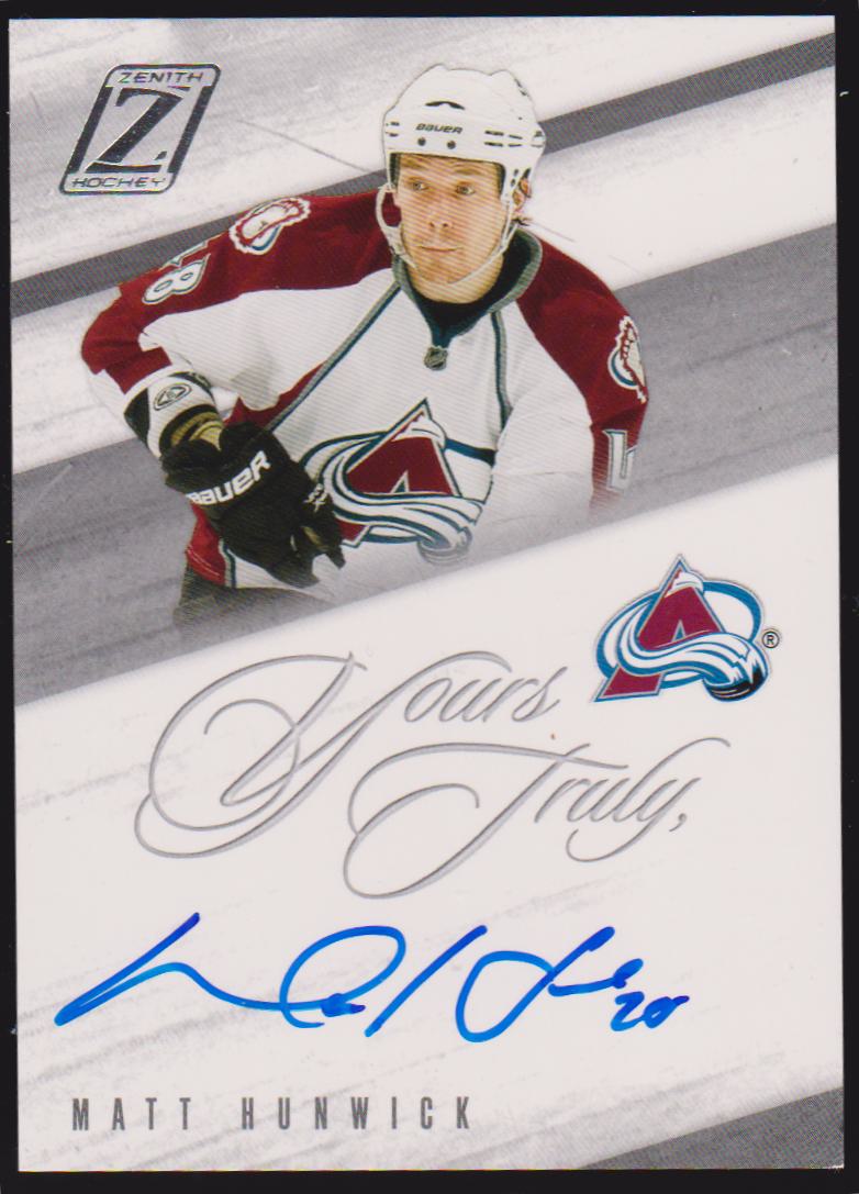 2010-11 Zenith Yours Truly Autographs #MH Matt Hunwick (image for) 2010-11 Zenith Yours Truly Autographs #MH Matt Hunwick