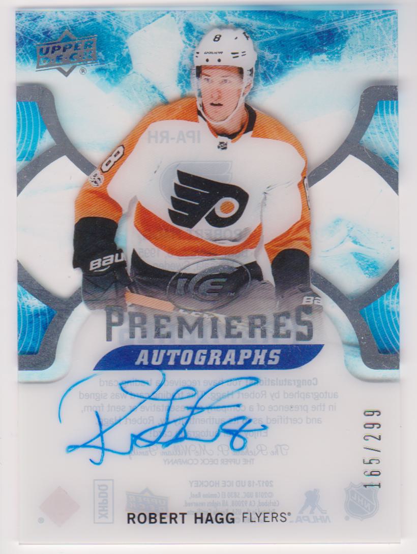 (image for) 2017-18 UD Ice Premieres Autographs #IPARH Robert Hagg 165/299