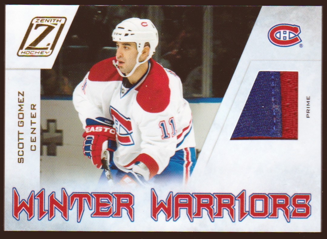 (image for) 2010-11 Zenith Winter Warriors Materials Prime #SG Scott Gomez - Jerseys - 39/50