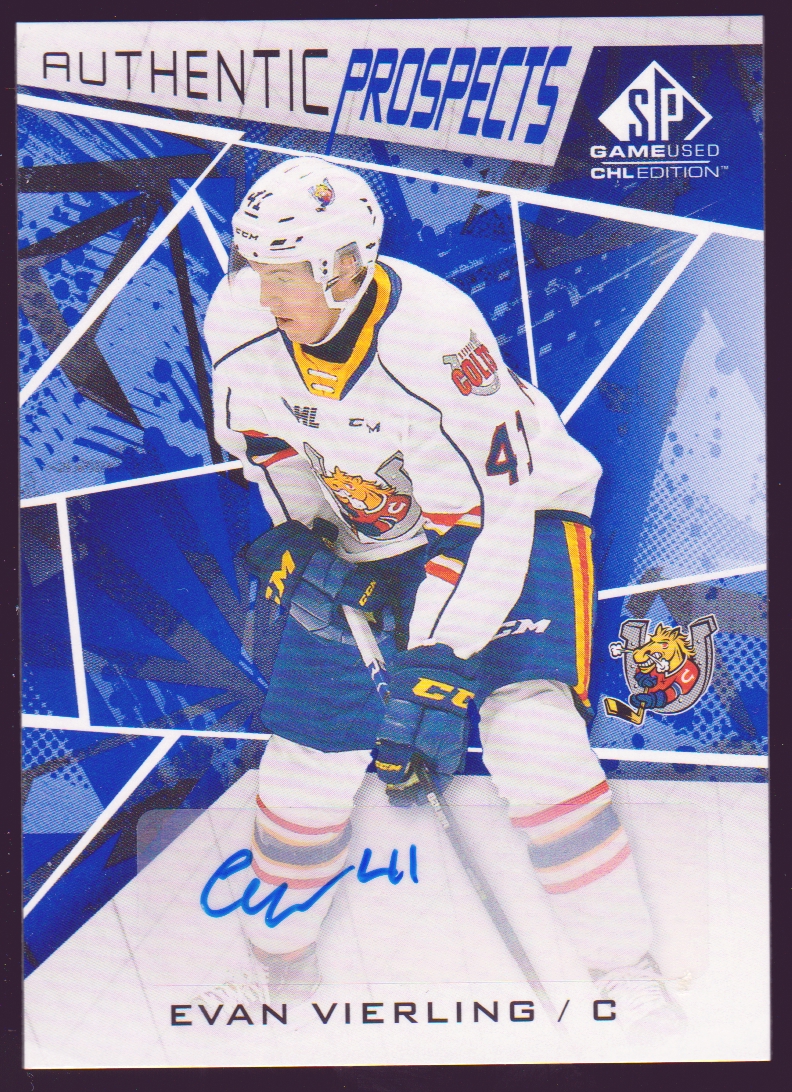 2021-22 SP Game Used CHL Autographs Blue #61 Evan Vierling (image for) 2021-22 SP Game Used CHL Autographs Blue #61 Evan Vierling