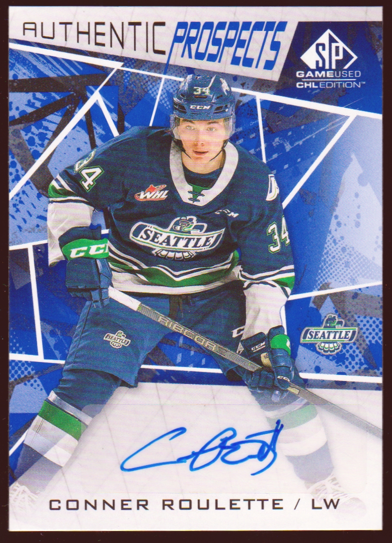 2021-22 SP Game Used CHL Autographs Blue #63 Conner Roulette (image for) 2021-22 SP Game Used CHL Autographs Blue #63 Conner Roulette