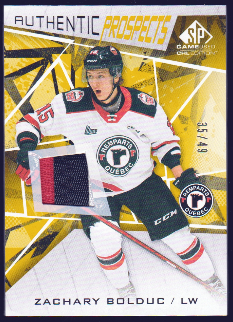 2021-22 SP Game Used CHL Jerseys Patch Gold #48 Zachary Bolduc (image for) 2021-22 SP Game Used CHL Jerseys Patch Gold #48 Zachary Bolduc