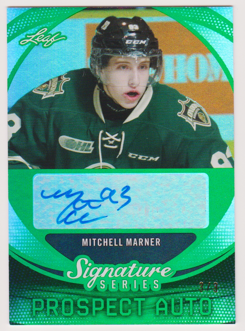 2015-16 Leaf Signature Series Prospects Autographs Green #SPMM3 Mitchell Marner 3/3 (image for) 2015-16 Leaf Signature Series Prospects Autographs Green #SPMM3 Mitchell Marner 3/3