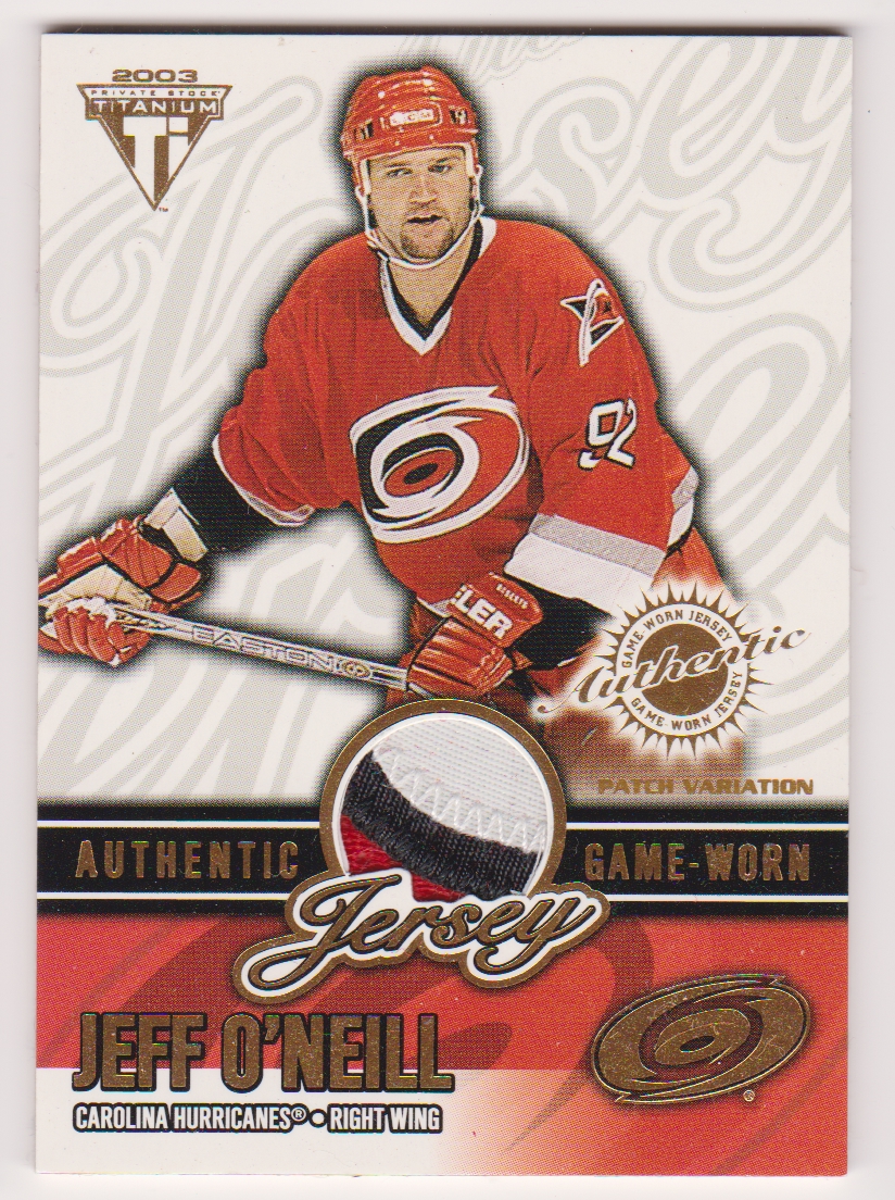 2002-03 Titanium Jerseys Patches #10 Jeff O'Neill 122/250 (image for) 2002-03 Titanium Jerseys Patches #10 Jeff O'Neill 122/250