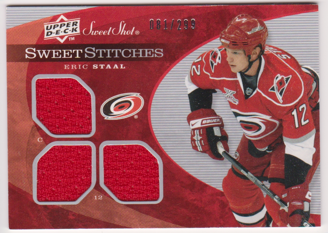 (image for) 2007-08 Sweet Shot Sweet Stitches Triples #SSTES Eric Staal 081/299