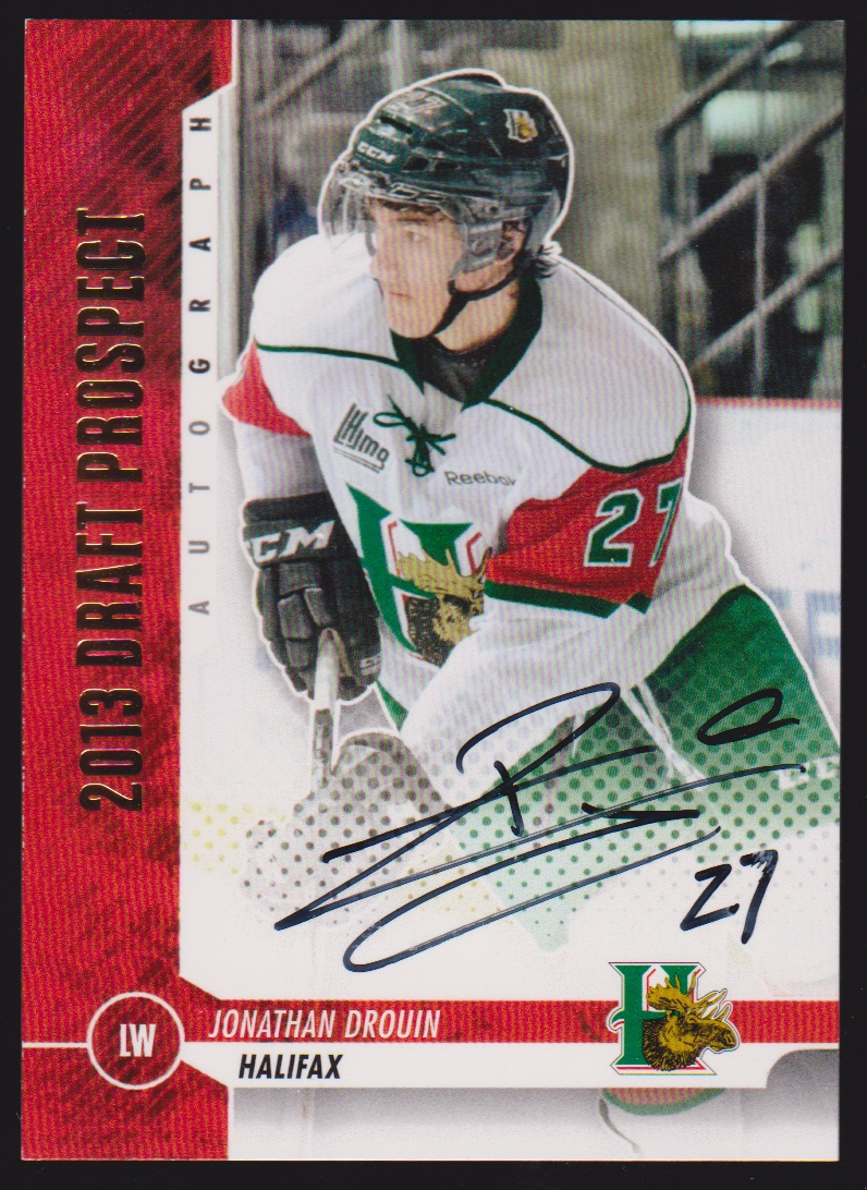 2012-13 ITG Draft Prospects Autographs Gold #AJD2 Jonathan Drouin (image for) 2012-13 ITG Draft Prospects Autographs Gold #AJD2 Jonathan Drouin