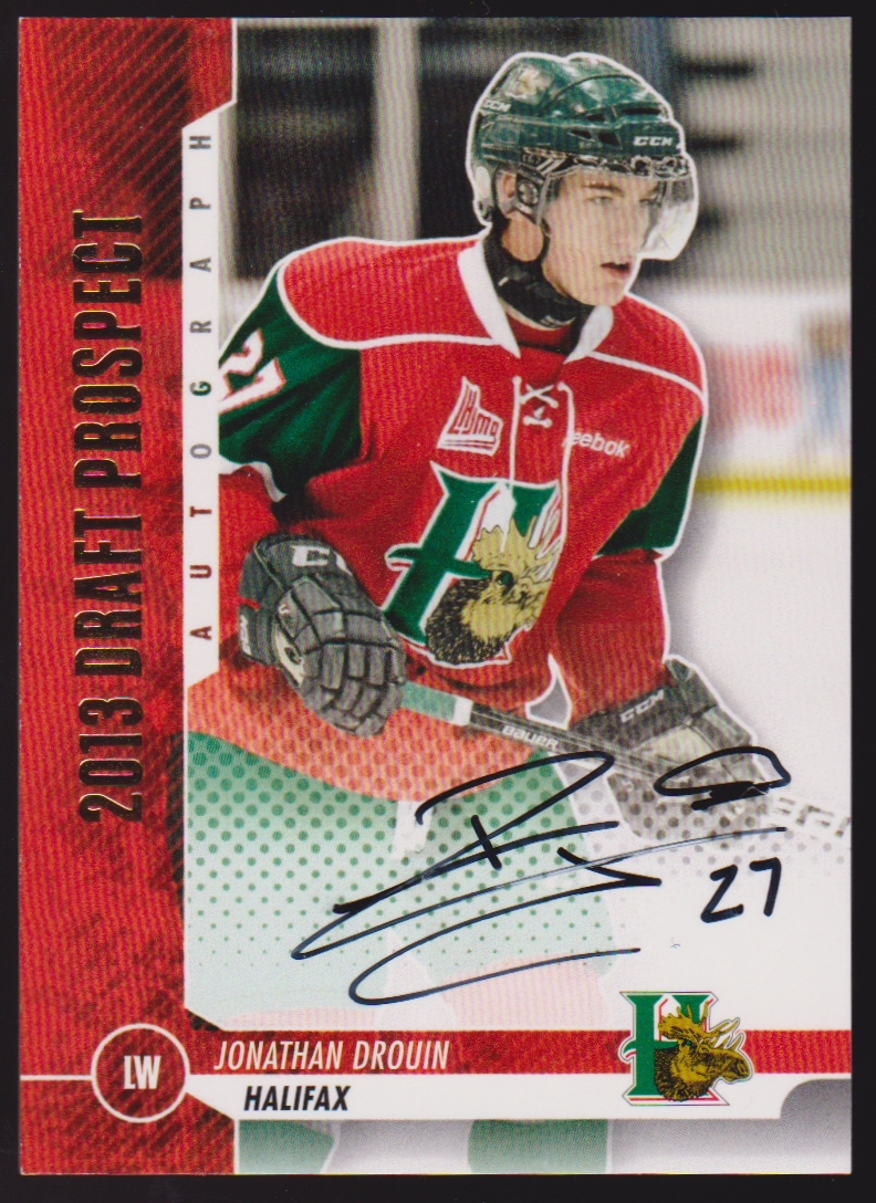 2012-13 ITG Draft Prospects Autographs Gold #AJD Jonathan Drouin (image for) 2012-13 ITG Draft Prospects Autographs Gold #AJD Jonathan Drouin