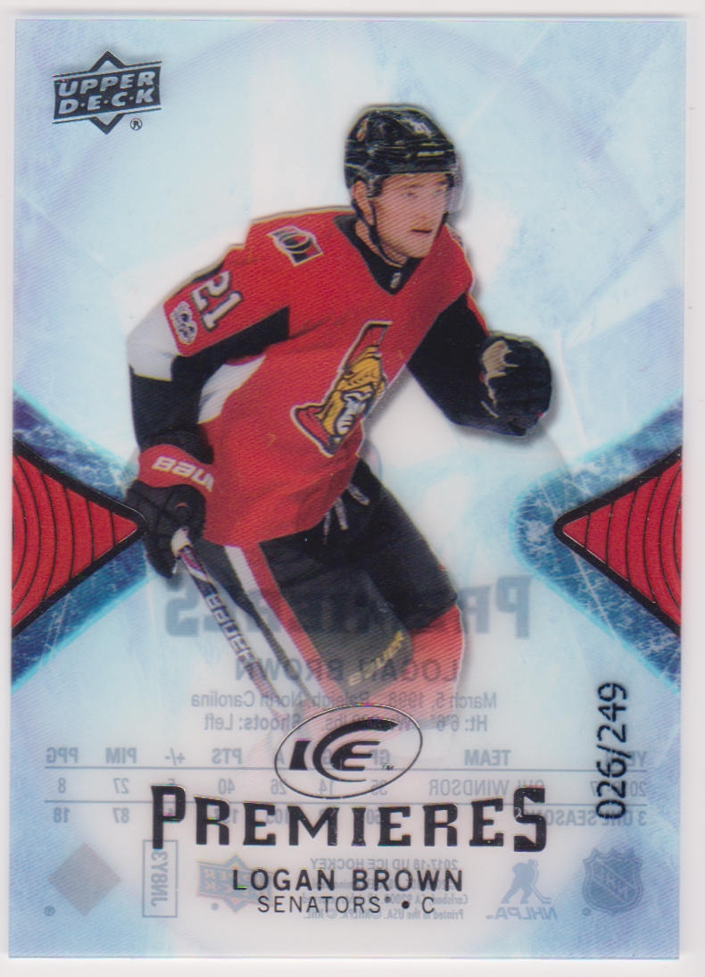 (image for) 2017-18 Upper Deck Ice #186 Logan Brown 026/249 RC