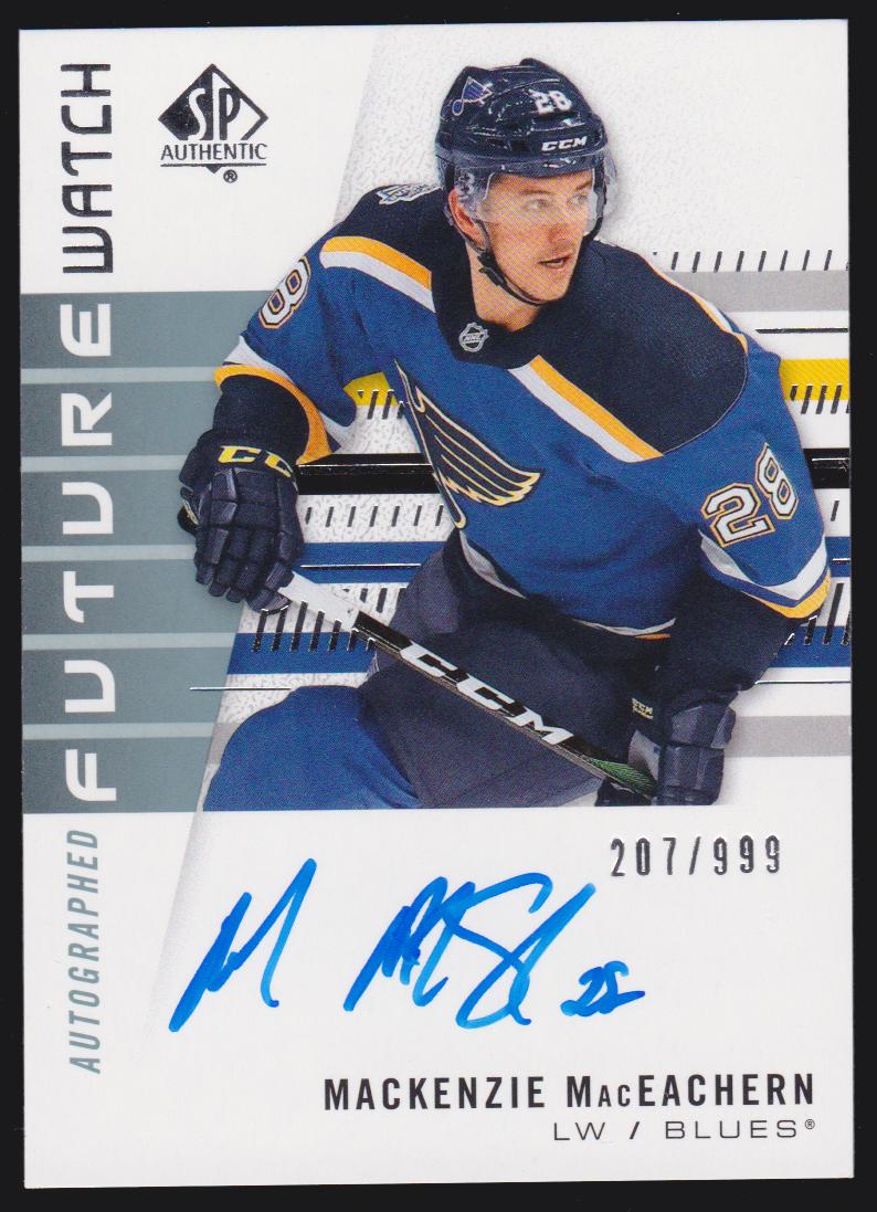 2019-20 SP Authentic #157 Mackenzie MacEachern FW AUTO 207/999 (image for) 2019-20 SP Authentic #157 Mackenzie MacEachern FW AUTO 207/999