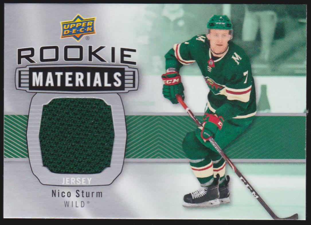 2019-20 Upper Deck Rookie Materials #RMST Nico Sturm (image for) 2019-20 Upper Deck Rookie Materials #RMST Nico Sturm
