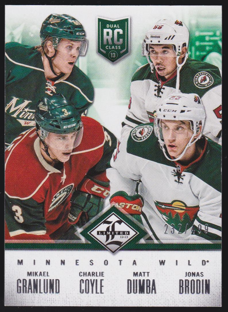 (image for) 2012-13 Limited Rookie Redemption #14 Mikael Granlund/Charlie Coyle/Matt Dumba/Jonas Brodin 232/499 - XRC