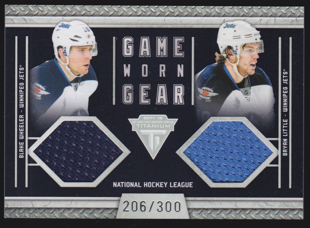 (image for) 2011-12 Panini Titanium Game Worn Gear Dual Memorabilia #45 Blake Wheeler/Bryan Little 206/150 - Jerseys