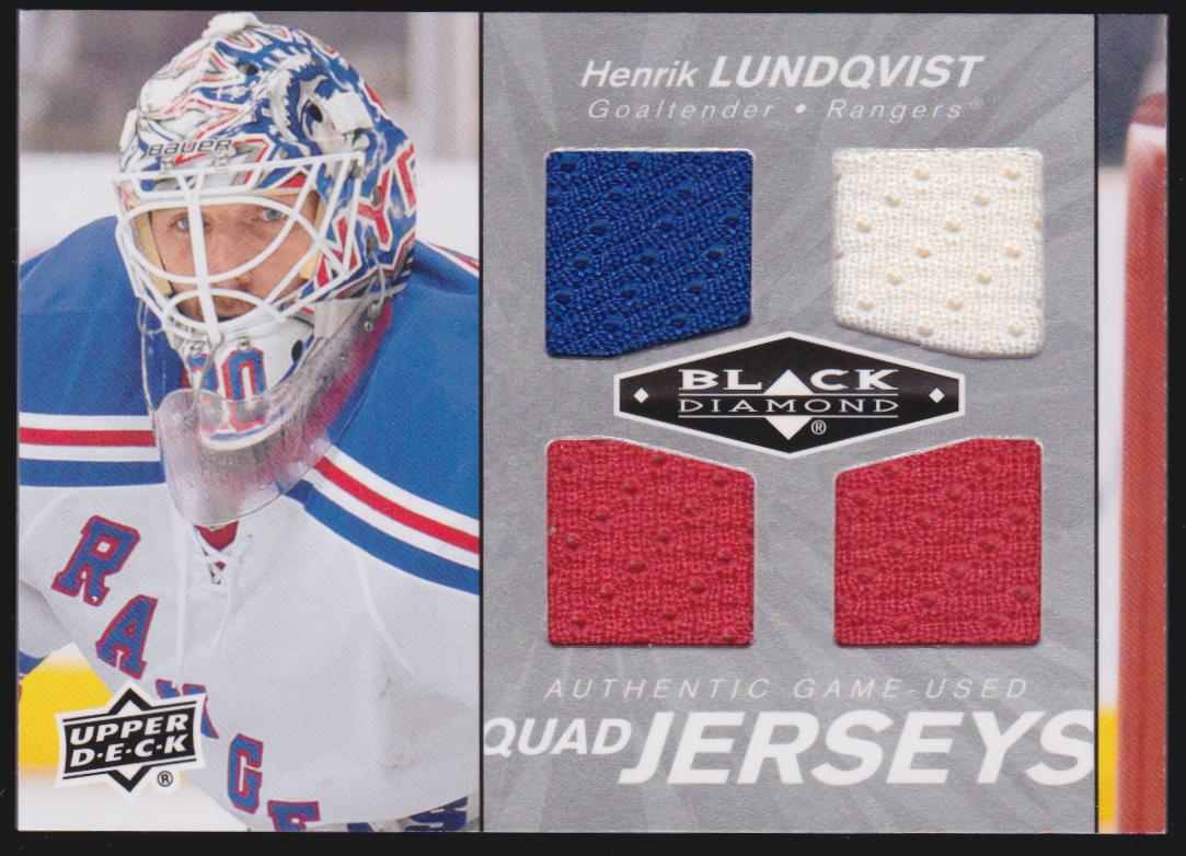 (image for) 2010-11 Black Diamond Jerseys Quad #QJHL Henrik Lundqvist