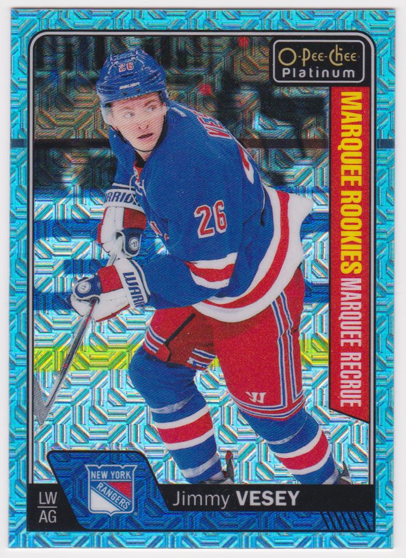 (image for) 2016-17 O-Pee-Chee Platinum Ice Blue Traxx #190 Jimmy Vesey RC year