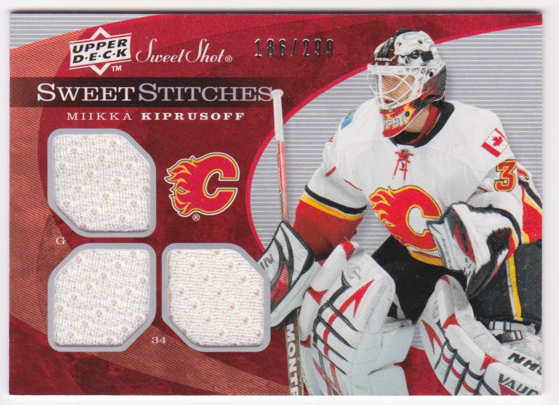 (image for) 2007-08 Sweet Shot Sweet Stitches Triples #SSTKP Miikka Kiprusoff