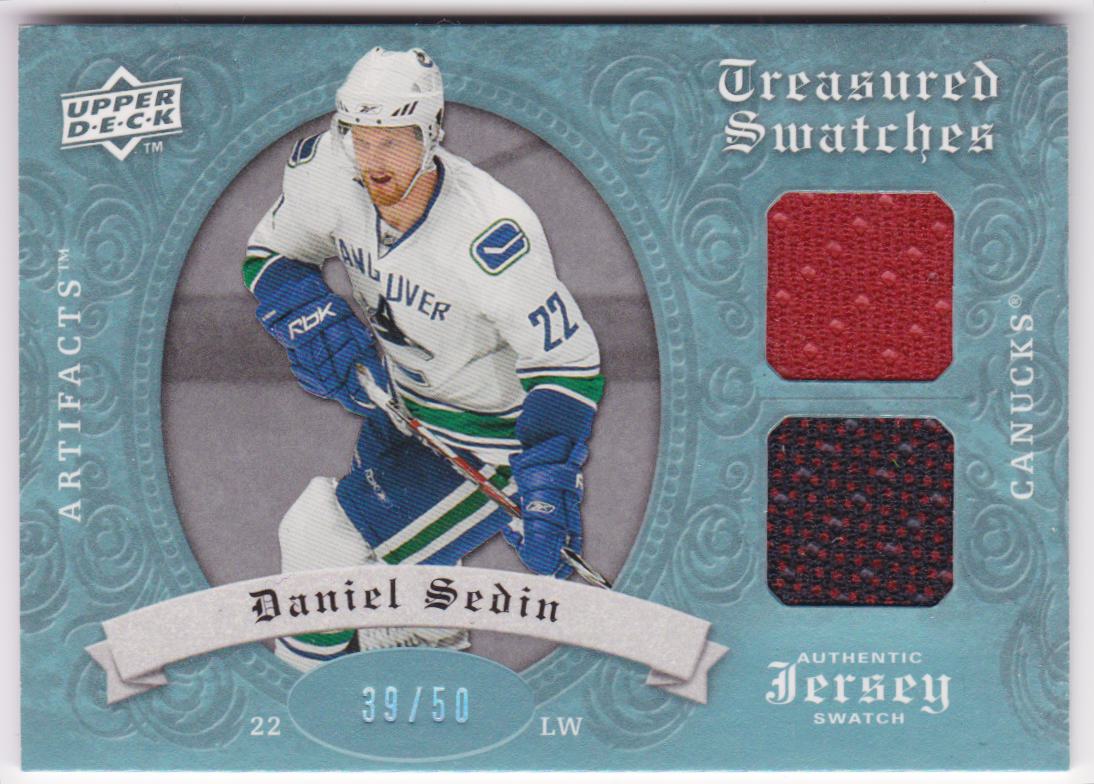 (image for) 2008-09 Artifacts Treasured Swatches Dual Blue #TSDDS Daniel Sedin 39/50