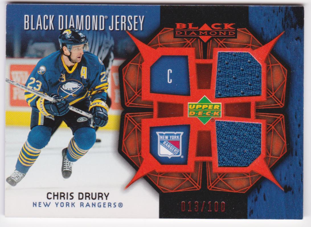 (image for) 2007-08 Black Diamond Jerseys Ruby Dual #BDJCD Chris Drury - 013/100