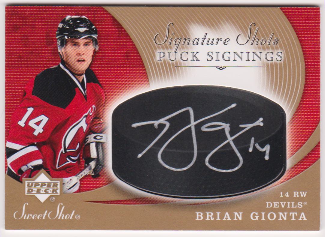 (image for) 2007-08 Sweet Shot Signature Puck Signings #SSPBG Brian Gionta