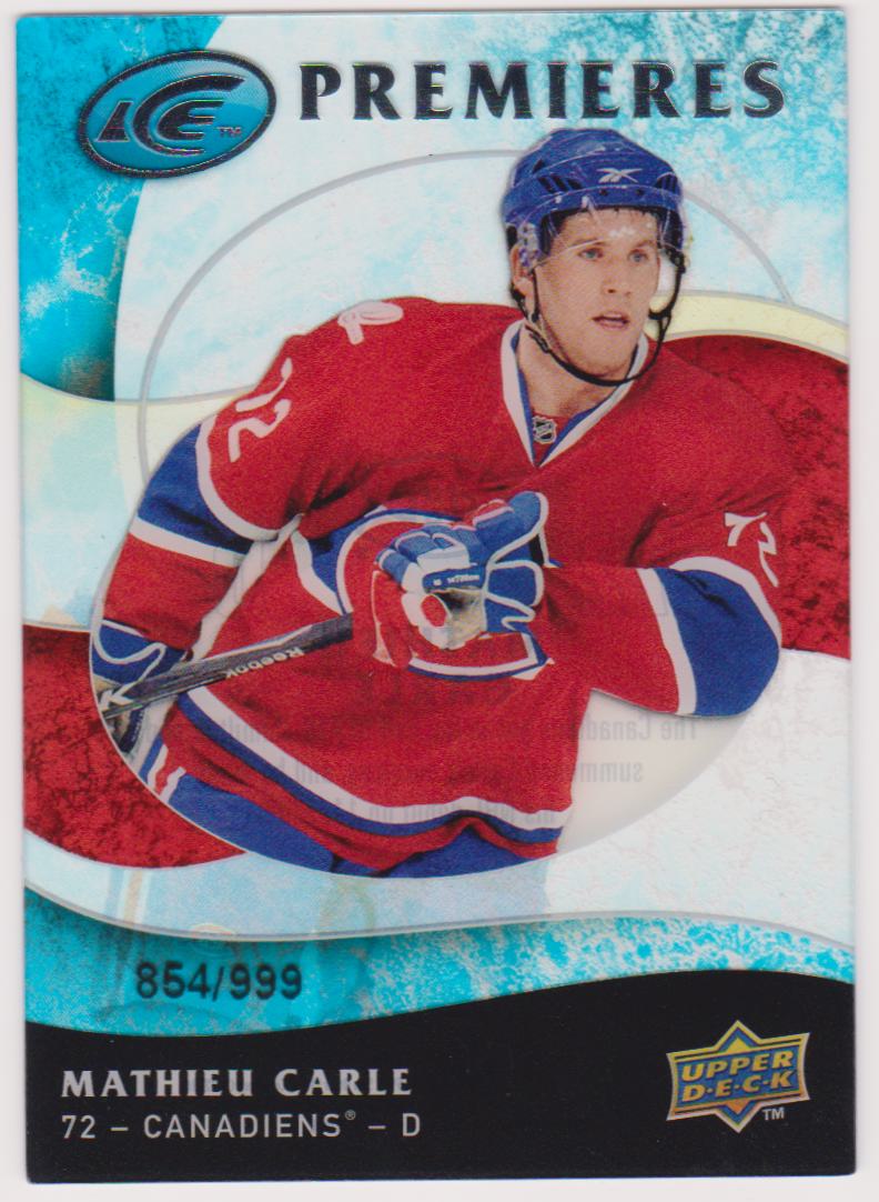 2009-10 Upper Deck Ice #123 Mathieu Carle RC 854/999 (image for) 2009-10 Upper Deck Ice #123 Mathieu Carle RC 854/999