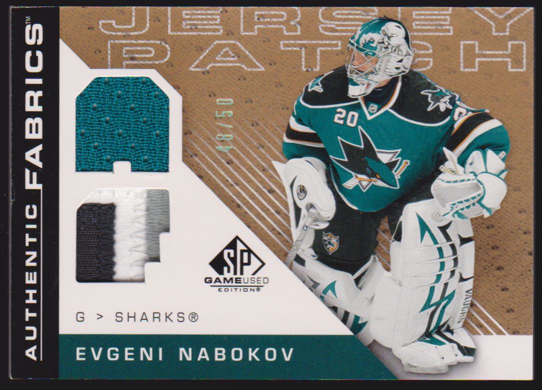 2007-08 SP Game Used Authentic Fabrics Patches #AFEN Evgeni Nabokov - 48/50 (image for) 2007-08 SP Game Used Authentic Fabrics Patches #AFEN Evgeni Nabokov - 48/50