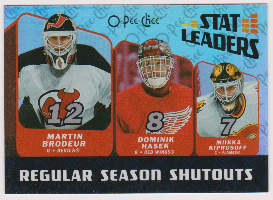 (image for) 2007-08 O-Pee-Chee Stat Leaders #SL12 Martin Brodeur/Dominik Hasek/Miikka Kiprusoff