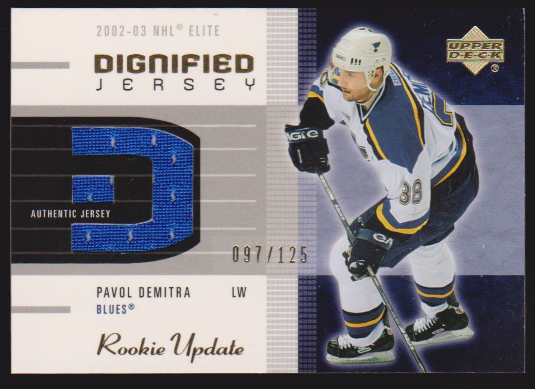 2002-03 Upper Deck Rookie Update Jerseys Gold #DPD Pavol Demitra (image for) 2002-03 Upper Deck Rookie Update Jerseys Gold #DPD Pavol Demitra