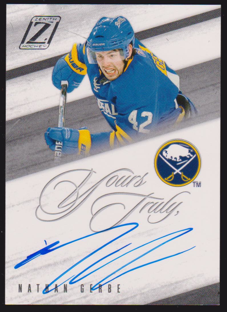 2010-11 Zenith Yours Truly Autographs #NG Nathan Gerbe (image for) 2010-11 Zenith Yours Truly Autographs #NG Nathan Gerbe