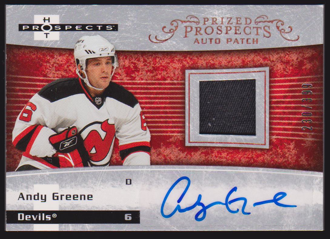 (image for) 2007-08 Hot Prospects #215 Andy Greene Jerseys/Patch AUTO RC - 230/399