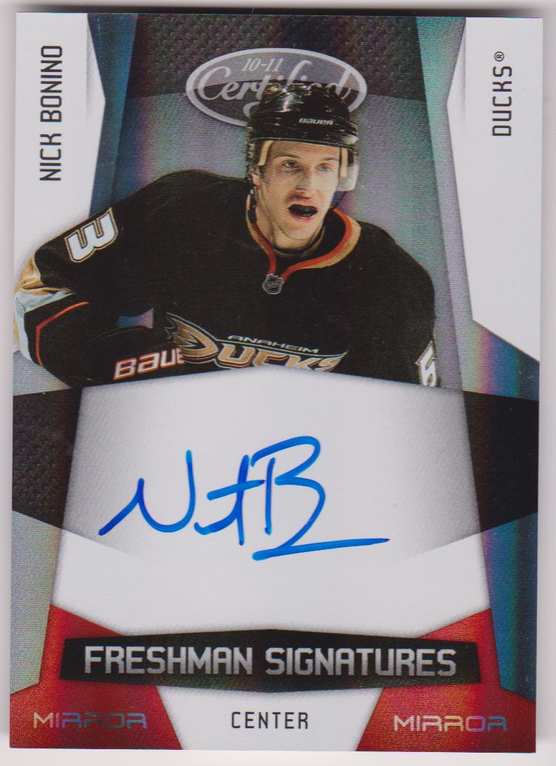 2010-11 Certified Mirror Red #171 Nick Bonino AUTO 041/250 - RC Year (image for) 2010-11 Certified Mirror Red #171 Nick Bonino AUTO 041/250 - RC Year