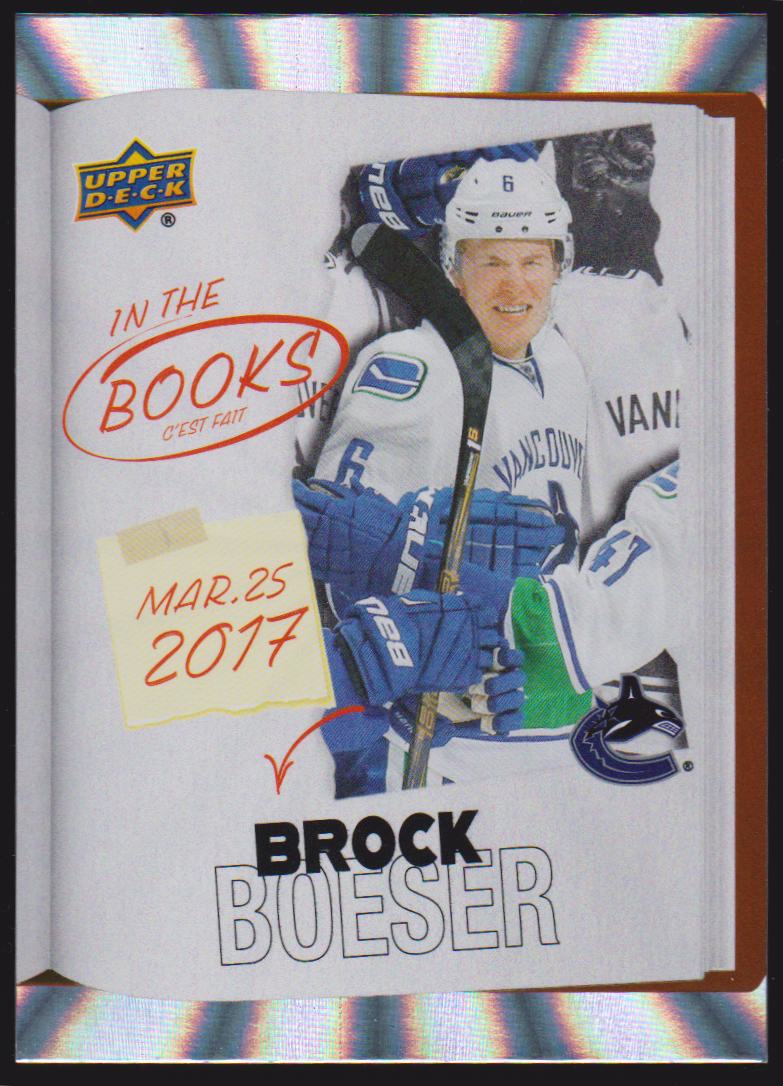 (image for) 2024-25 Upper Deck Tim Hortons Rookie Retrospective In the Books #ITB4 Brock Boeser