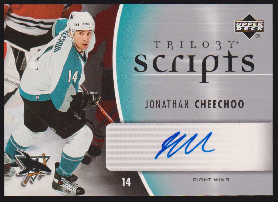 2006-07 Upper Deck Trilogy Scripts #TSJC Jonathan Cheechoo AUTO (image for) 2006-07 Upper Deck Trilogy Scripts #TSJC Jonathan Cheechoo AUTO