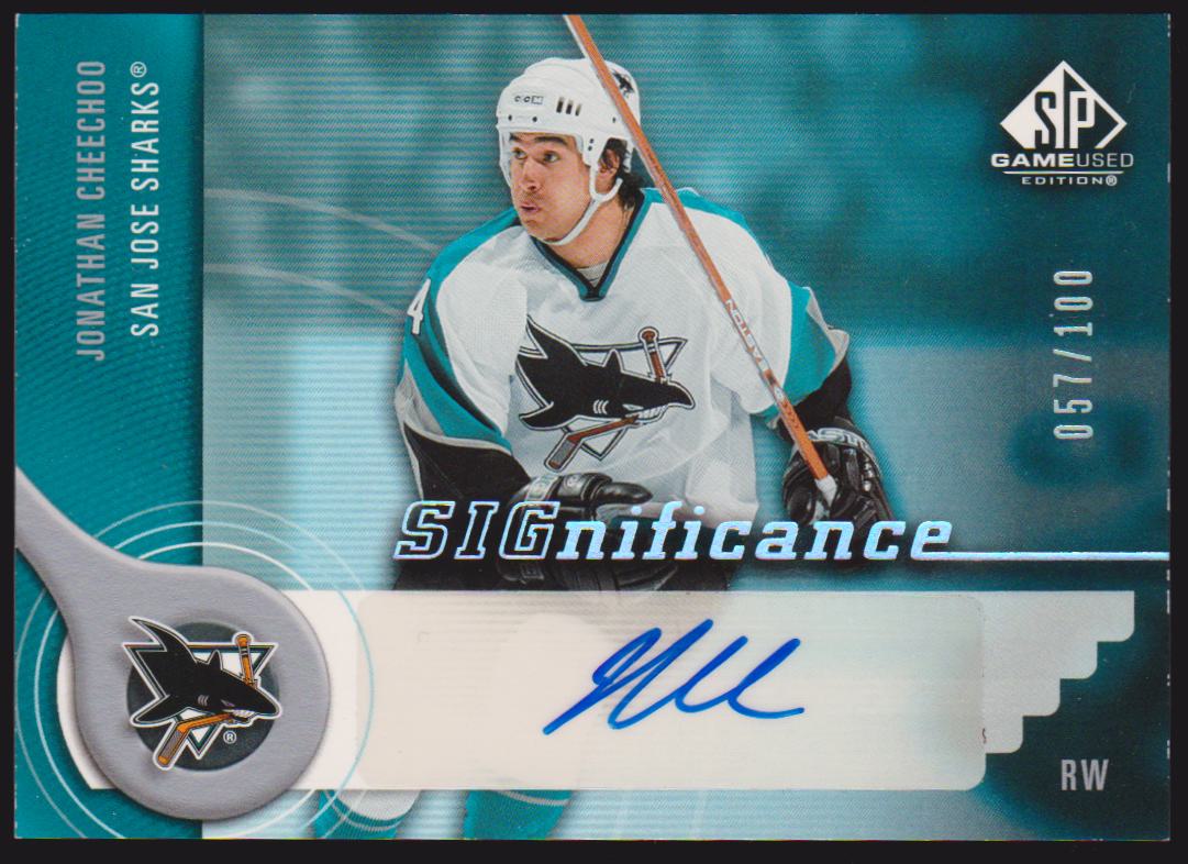 2005-06 SP Game Used SIGnificance #SJC Jonathan Cheechoo 057/100 (image for) 2005-06 SP Game Used SIGnificance #SJC Jonathan Cheechoo 057/100