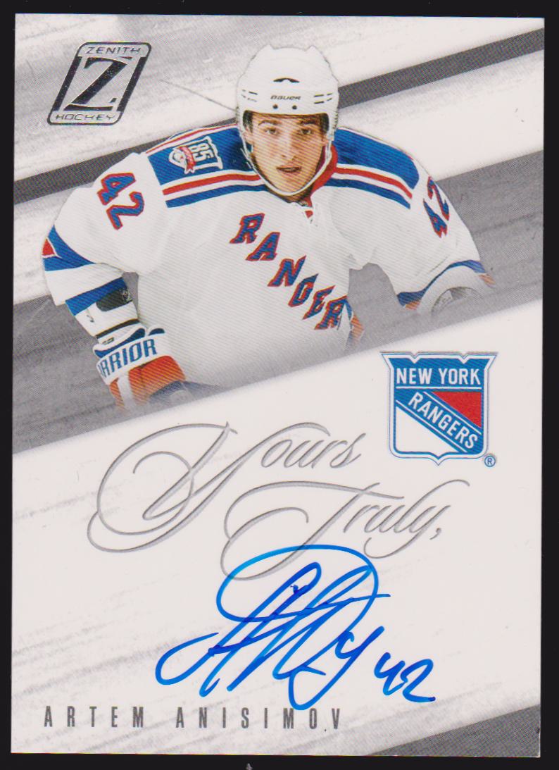 2010-11 Zenith Yours Truly Autographs #AA Artem Anisimov (image for) 2010-11 Zenith Yours Truly Autographs #AA Artem Anisimov