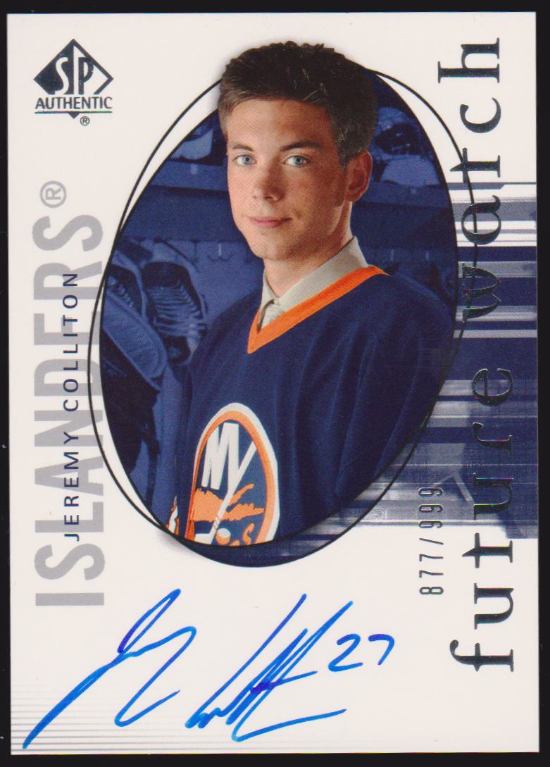 2005-06 SP Authentic #203 Jeremy Colliton AUTO RC 877/999 (image for) 2005-06 SP Authentic #203 Jeremy Colliton AUTO RC 877/999