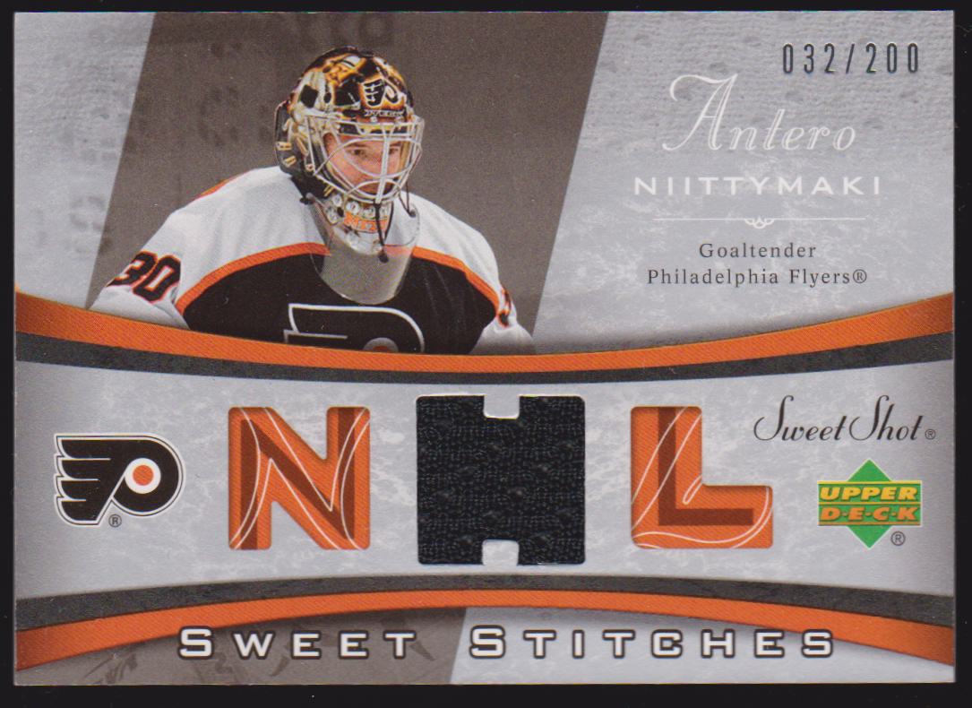 2006-07 Sweet Shot Sweet Stitches #SSAN Antero Niittymaki 032/200 (image for) 2006-07 Sweet Shot Sweet Stitches #SSAN Antero Niittymaki 032/200