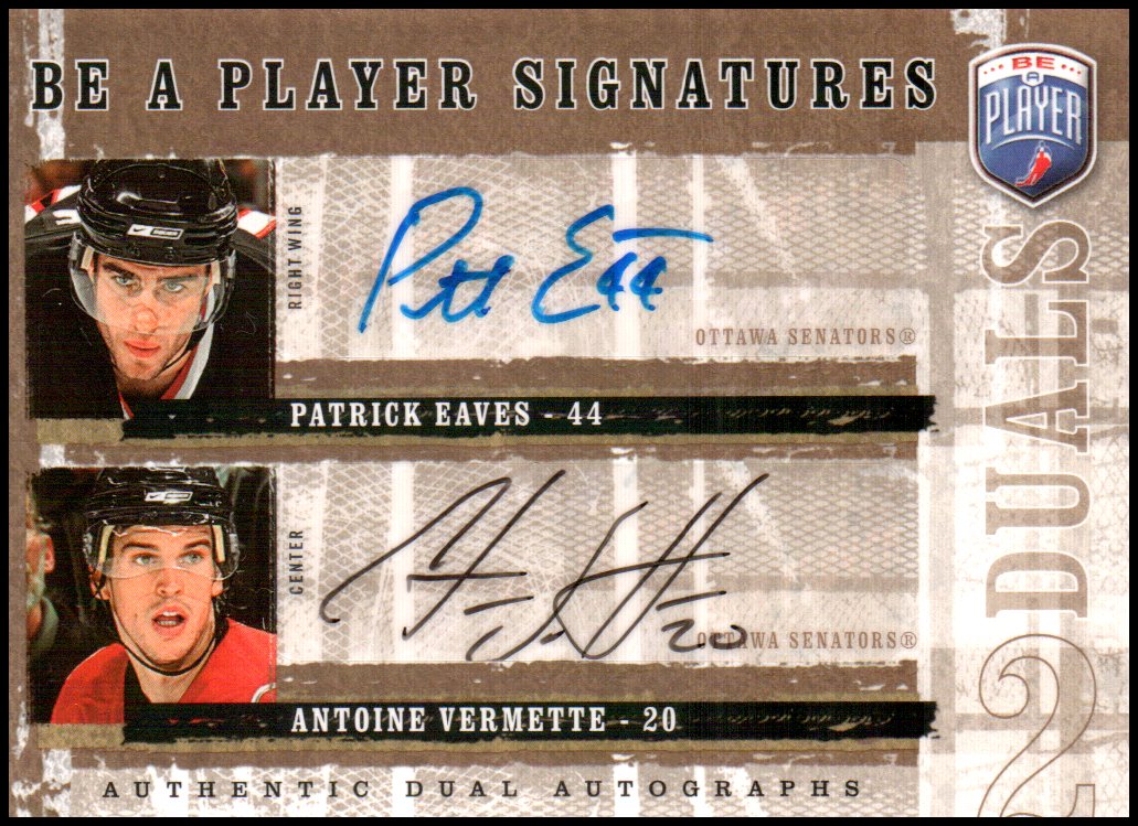 (image for) 2006-07 Be A Player Signatures Duals #DEV Antoine Vermette