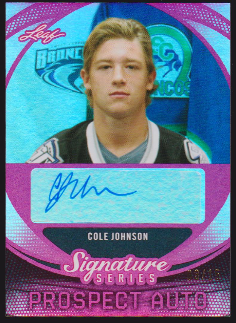 (image for) 2015-16 Leaf Signature Series Prospects Autographs Red #SPCJ1 Cole Johnson 03/15 - XRC