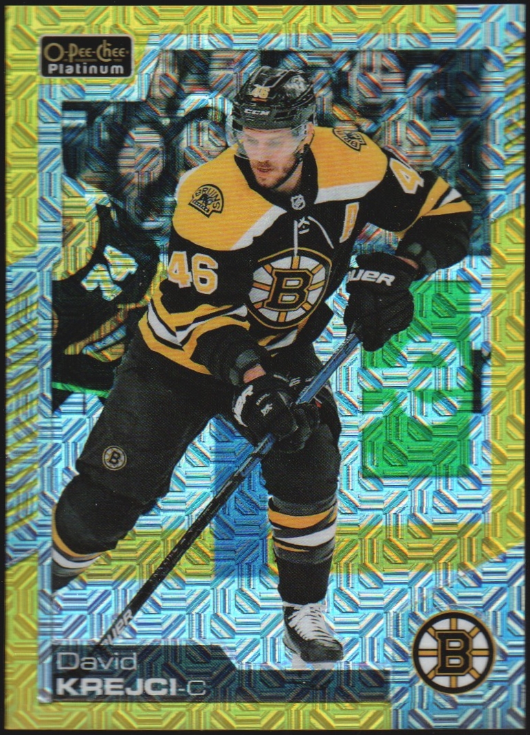 2020-21 O-Pee-Chee Platinum Yellow Traxx #77 David Krejci (image for) 2020-21 O-Pee-Chee Platinum Yellow Traxx #77 David Krejci