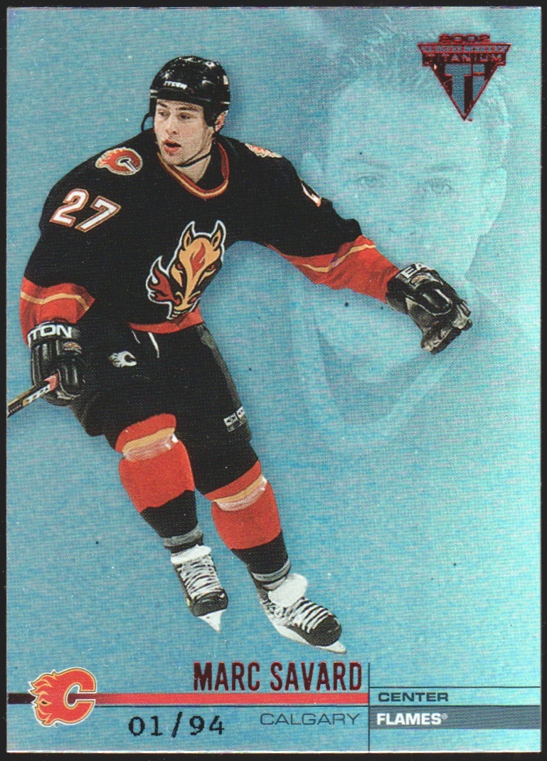 2001-02 Titanium Hobby Red #21 Marc Savard 01/94 (image for) 2001-02 Titanium Hobby Red #21 Marc Savard 01/94